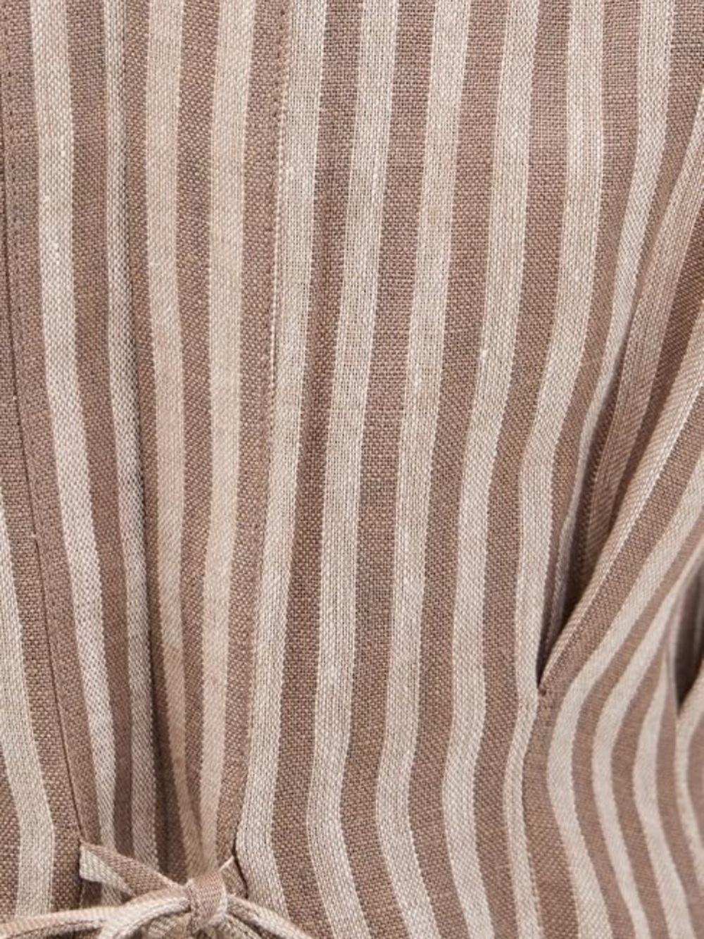 NWT Hevron Sleeveless Drawstring Linen Top in Chocolate Stripe - Picture 5 of 6